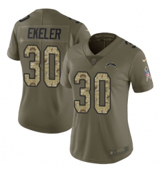 Women's Nike Los Angeles Chargers #30 Austin Ekeler Limited Olive Camo 2017 Salute to Service NFL Jersey