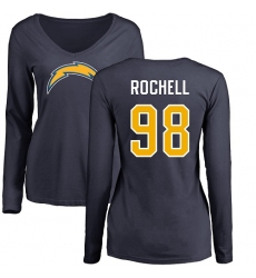 NFL Women's Nike Los Angeles Chargers #98 Isaac Rochell Navy Blue Name & Number Logo Long Sleeve T-Shirt