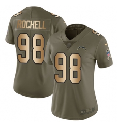 Women's Nike Los Angeles Chargers #98 Isaac Rochell Limited Olive Gold 2017 Salute to Service NFL Jersey