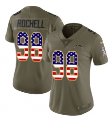 Women's Nike Los Angeles Chargers #98 Isaac Rochell Limited Olive USA Flag 2017 Salute to Service NFL Jersey