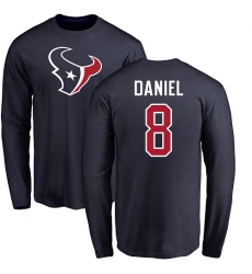 NFL Nike Houston Texans #8 Trevor Daniel Navy Blue Name & Number Logo Long Sleeve T-Shirt