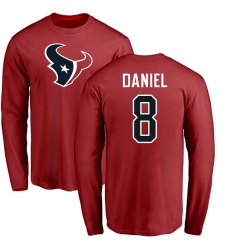NFL Nike Houston Texans #8 Trevor Daniel Red Name & Number Logo Long Sleeve T-Shirt