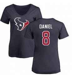 NFL Women's Nike Houston Texans #8 Trevor Daniel Navy Blue Name & Number Logo T-Shirt