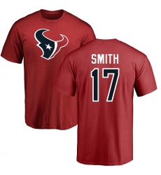 NFL Nike Houston Texans #17 Vyncint Smith Red Name & Number Logo T-Shirt