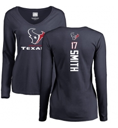 NFL Women's Nike Houston Texans #17 Vyncint Smith Navy Blue Backer Long Sleeve T-Shirt