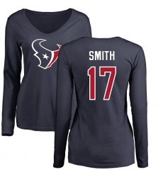 NFL Women's Nike Houston Texans #17 Vyncint Smith Navy Blue Name & Number Logo Long Sleeve T-Shirt