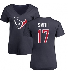 NFL Women's Nike Houston Texans #17 Vyncint Smith Navy Blue Name & Number Logo T-Shirt
