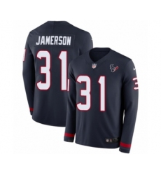 Men's Nike Houston Texans #31 Natrell Jamerson Limited Navy Blue Therma Long Sleeve NFL Jersey