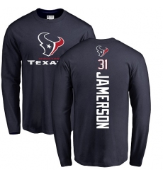 NFL Nike Houston Texans #31 Natrell Jamerson Navy Blue Backer Long Sleeve T-Shirt