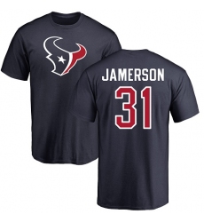 NFL Nike Houston Texans #31 Natrell Jamerson Navy Blue Name & Number Logo T-Shirt