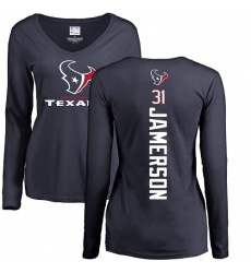 NFL Women's Nike Houston Texans #31 Natrell Jamerson Navy Blue Backer Long Sleeve T-Shirt