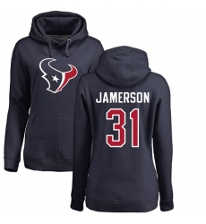 NFL Women's Nike Houston Texans #31 Natrell Jamerson Navy Blue Name & Number Logo Pullover Hoodie