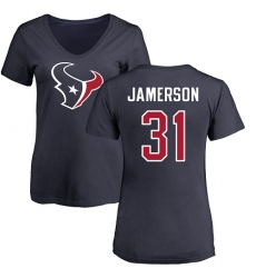 NFL Women's Nike Houston Texans #31 Natrell Jamerson Navy Blue Name & Number Logo T-Shirt