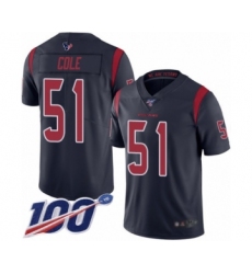 Men's Houston Texans #51 Dylan Cole Limited Navy Blue Rush Vapor Untouchable 100th Season Football Jersey