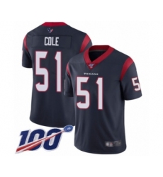 Men's Houston Texans #51 Dylan Cole Navy Blue Team Color Vapor Untouchable Limited Player 100th Season Football Jersey