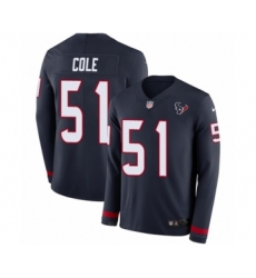 Men's Nike Houston Texans #51 Dylan Cole Limited Navy Blue Therma Long Sleeve NFL Jersey