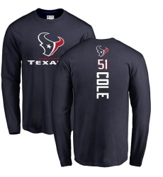 NFL Nike Houston Texans #51 Dylan Cole Navy Blue Backer Long Sleeve T-Shirt