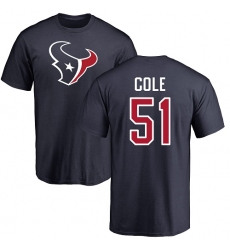 NFL Nike Houston Texans #51 Dylan Cole Navy Blue Name & Number Logo T-Shirt