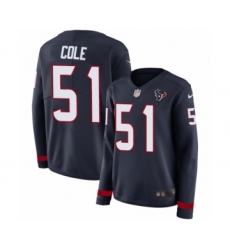 Women's Nike Houston Texans #51 Dylan Cole Limited Navy Blue Therma Long Sleeve NFL Jersey