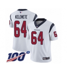 Men's Houston Texans #64 Senio Kelemete White Vapor Untouchable Limited Player 100th Season Football Jersey