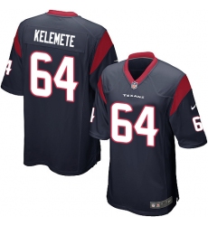Men's Nike Houston Texans #64 Senio Kelemete Game Navy Blue Team Color NFL Jersey