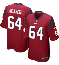 Men's Nike Houston Texans #64 Senio Kelemete Game Red Alternate NFL Jersey
