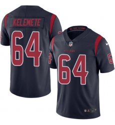 Men's Nike Houston Texans #64 Senio Kelemete Limited Navy Blue Rush Vapor Untouchable NFL Jersey
