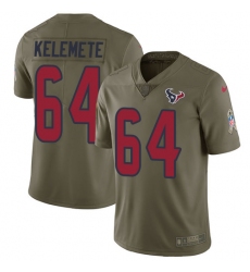 Men's Nike Houston Texans #64 Senio Kelemete Limited Olive 2017 Salute to Service NFL Jersey