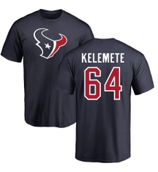 NFL Nike Houston Texans #64 Senio Kelemete Navy Blue Name & Number Logo T-Shirt