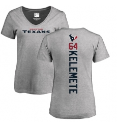 NFL Women's Nike Houston Texans #64 Senio Kelemete Ash Backer T-Shirt