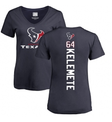 NFL Women's Nike Houston Texans #64 Senio Kelemete Navy Blue Backer T-Shirt