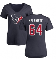 NFL Women's Nike Houston Texans #64 Senio Kelemete Navy Blue Name & Number Logo T-Shirt