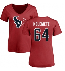 NFL Women's Nike Houston Texans #64 Senio Kelemete Red Name & Number Logo T-Shirt