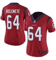 Women's Nike Houston Texans #64 Senio Kelemete Red Alternate Vapor Untouchable Limited Player NFL Jersey