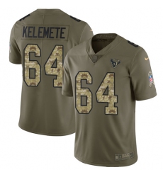 Youth Nike Houston Texans #64 Senio Kelemete Limited Olive Camo 2017 Salute to Service NFL Jersey