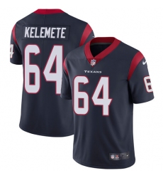 Youth Nike Houston Texans #64 Senio Kelemete Navy Blue Team Color Vapor Untouchable Limited Player NFL Jersey