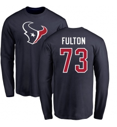 NFL Nike Houston Texans #73 Zach Fulton Navy Blue Name & Number Logo Long Sleeve T-Shirt