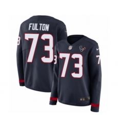 Women's Nike Houston Texans #73 Zach Fulton Limited Navy Blue Therma Long Sleeve NFL Jersey