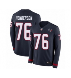 Men's Nike Houston Texans #76 Seantrel Henderson Limited Navy Blue Therma Long Sleeve NFL Jersey