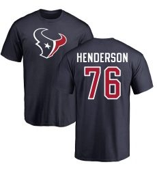 NFL Nike Houston Texans #76 Seantrel Henderson Navy Blue Name & Number Logo T-Shirt