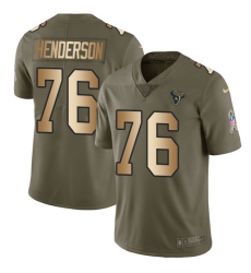 Youth Nike Houston Texans #76 Seantrel Henderson Limited Olive Gold 2017 Salute to Service NFL Jersey