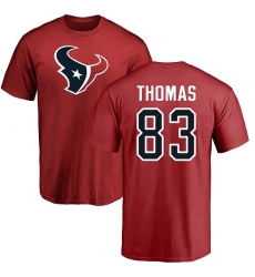 NFL Nike Houston Texans #83 Jordan Thomas Red Name & Number Logo T-Shirt