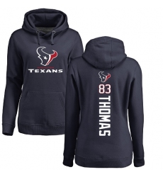 NFL Women's Nike Houston Texans #83 Jordan Thomas Navy Blue Backer Pullover Hoodie