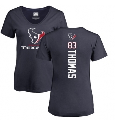 NFL Women's Nike Houston Texans #83 Jordan Thomas Navy Blue Backer T-Shirt