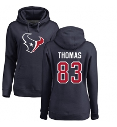 NFL Women's Nike Houston Texans #83 Jordan Thomas Navy Blue Name & Number Logo Pullover Hoodie