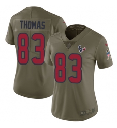 Women's Nike Houston Texans #83 Jordan Thomas Limited Olive 2017 Salute to Service NFL Jersey