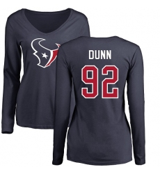 NFL Women's Nike Houston Texans #92 Brandon Dunn Navy Blue Name & Number Logo Long Sleeve T-Shirt