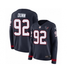 Women's Nike Houston Texans #92 Brandon Dunn Limited Navy Blue Therma Long Sleeve NFL Jersey