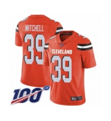 Men's Cleveland Browns #39 Terrance Mitchell Orange Alternate Vapor Untouchable Limited Player 100th Season Football Jersey