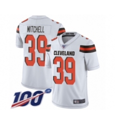 Men's Cleveland Browns #39 Terrance Mitchell White Vapor Untouchable Limited Player 100th Season Football Jersey
